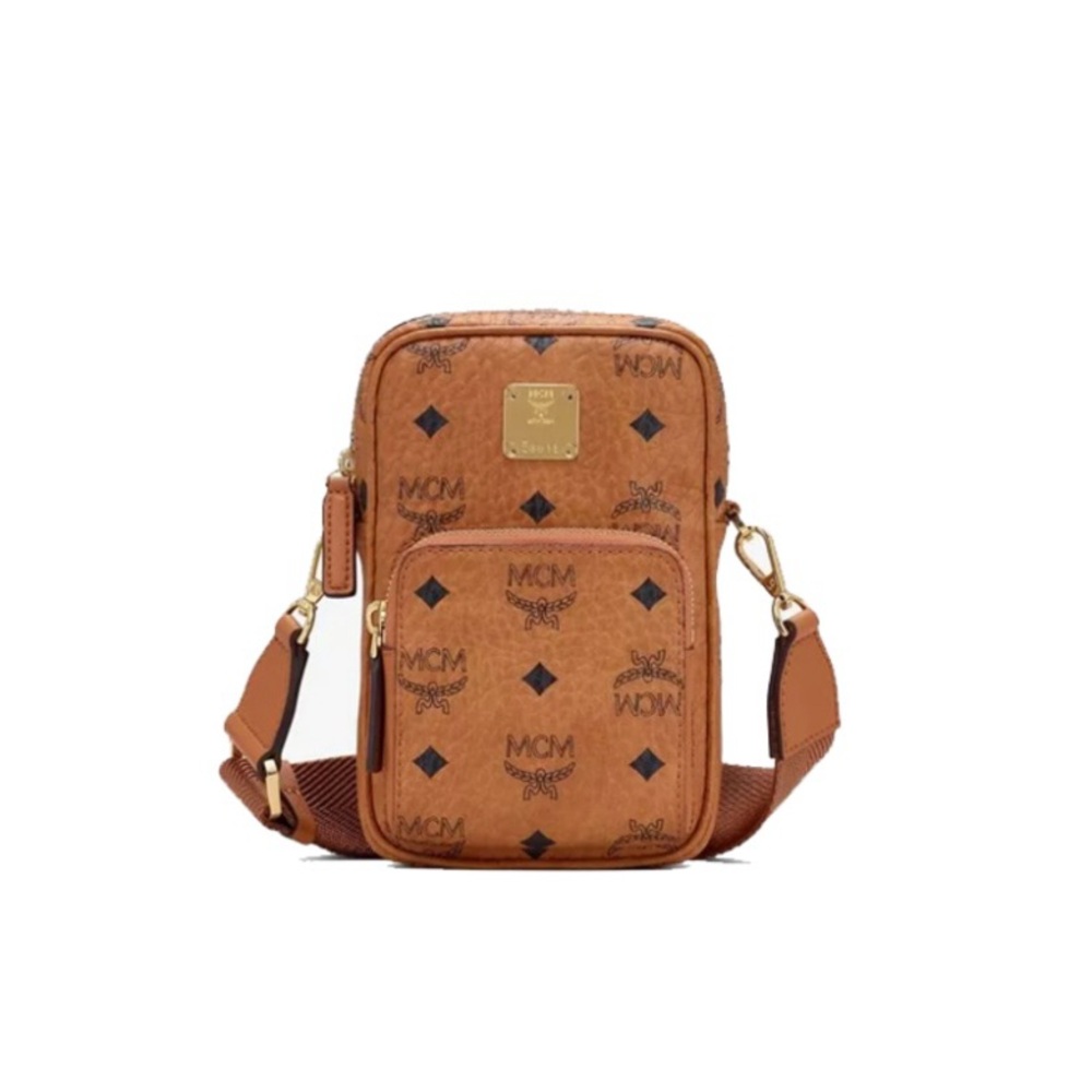 MCM Visetos Tech Cognac Mini Crossbody Bag/unisex/Original Dust Bag/Exc.Cond.!